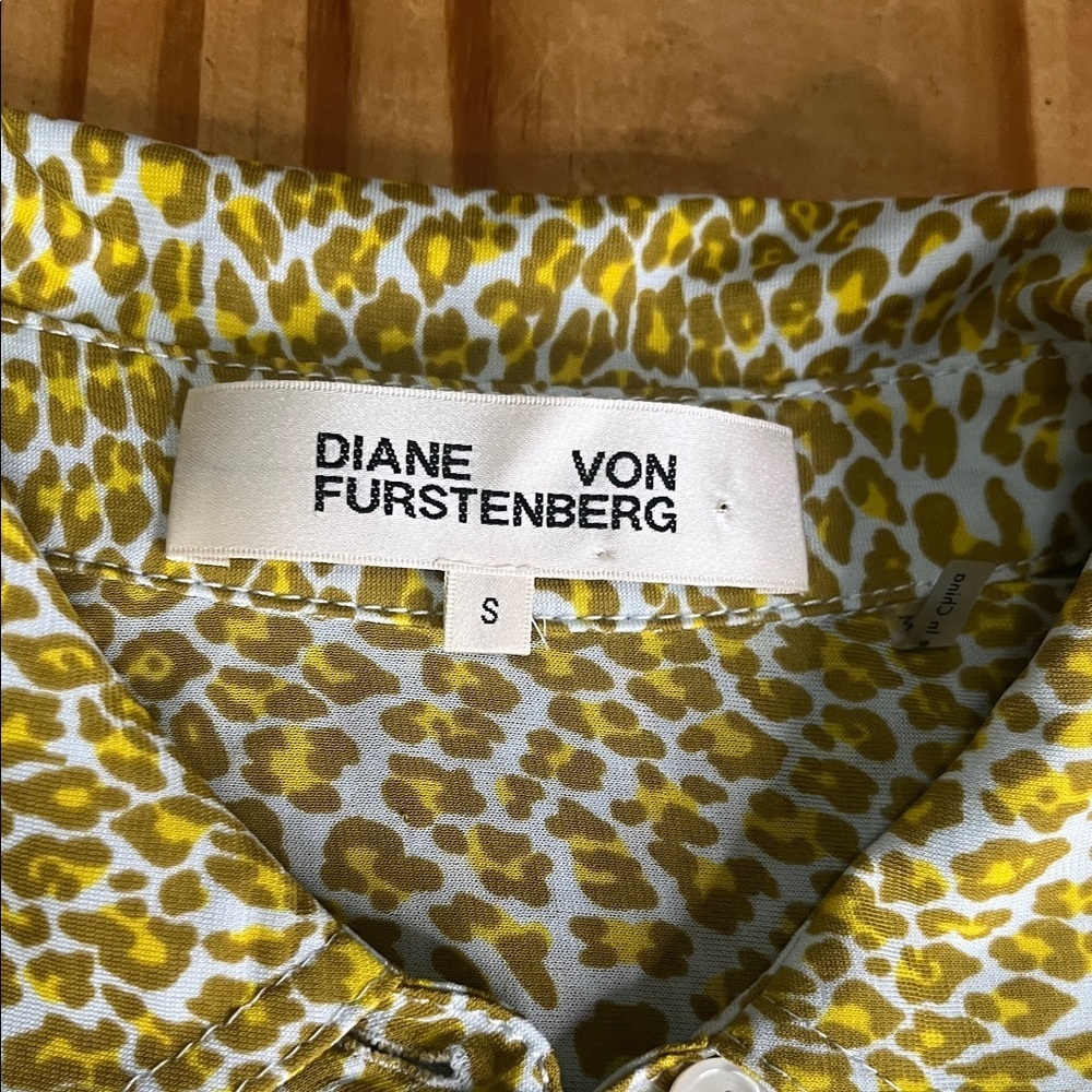 Diane Von Furstenberg Green/Yellow Leopard Print Dress - Picture 3 of 10